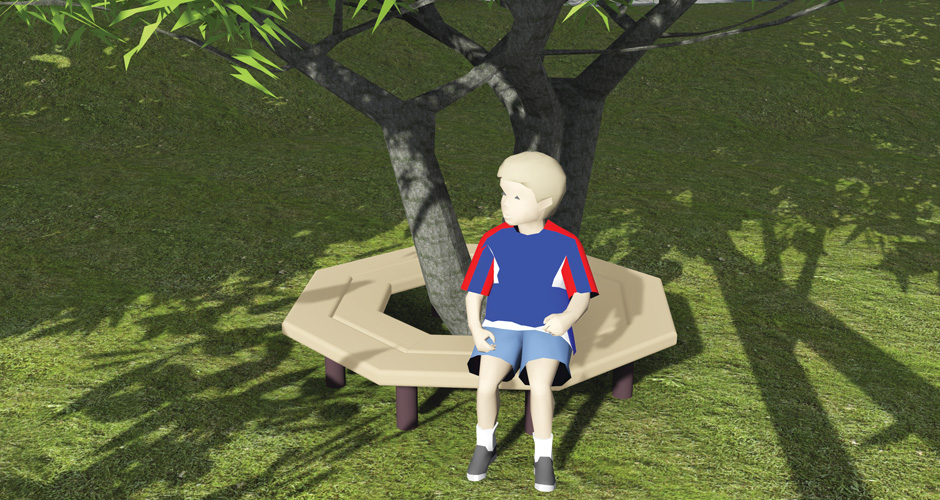 Octagon Bench Around a Tree for Playground