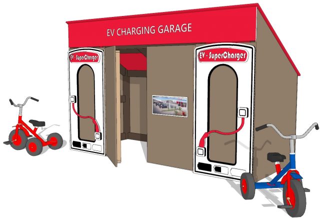 EV Charging Garage Playhouse for Schoolyard